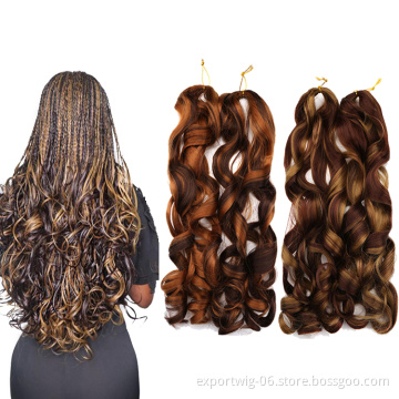 Soft Synthetic Fiber Wavy Braiding Hair Attachment Hair Extensions Crochet Braids French Curly Yaki Box Wave Braiding Hair